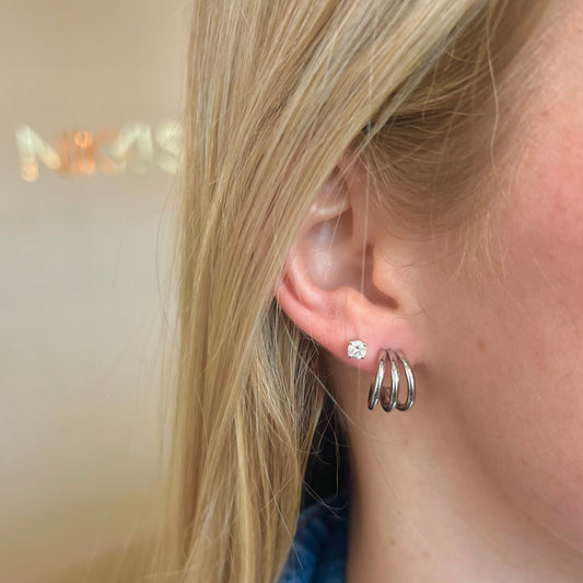 Mini Annabelle Triple Hoops-Silver