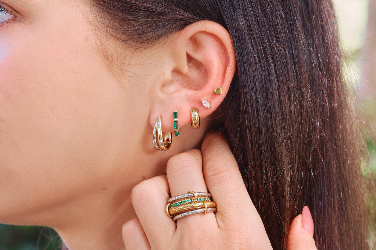 Flat Back Gold Heart Studs