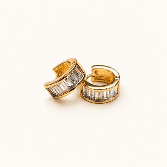 Maya Baguette Crystal Huggies