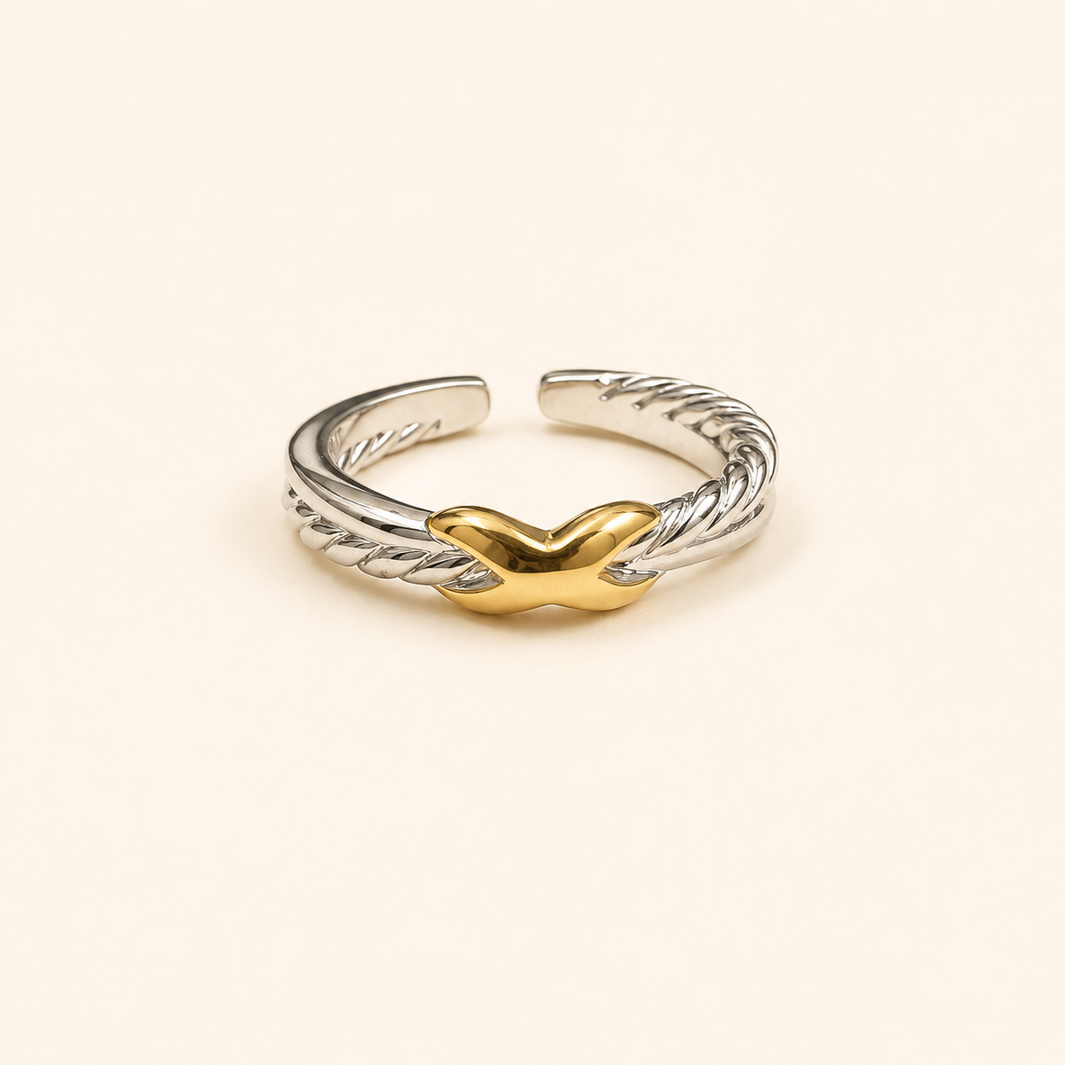 Nya Mixed Metal Criss Cross Ring