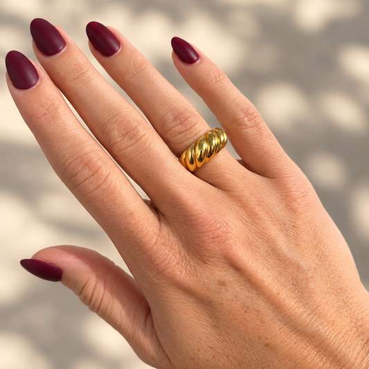 Large Gold Croissant Ring
