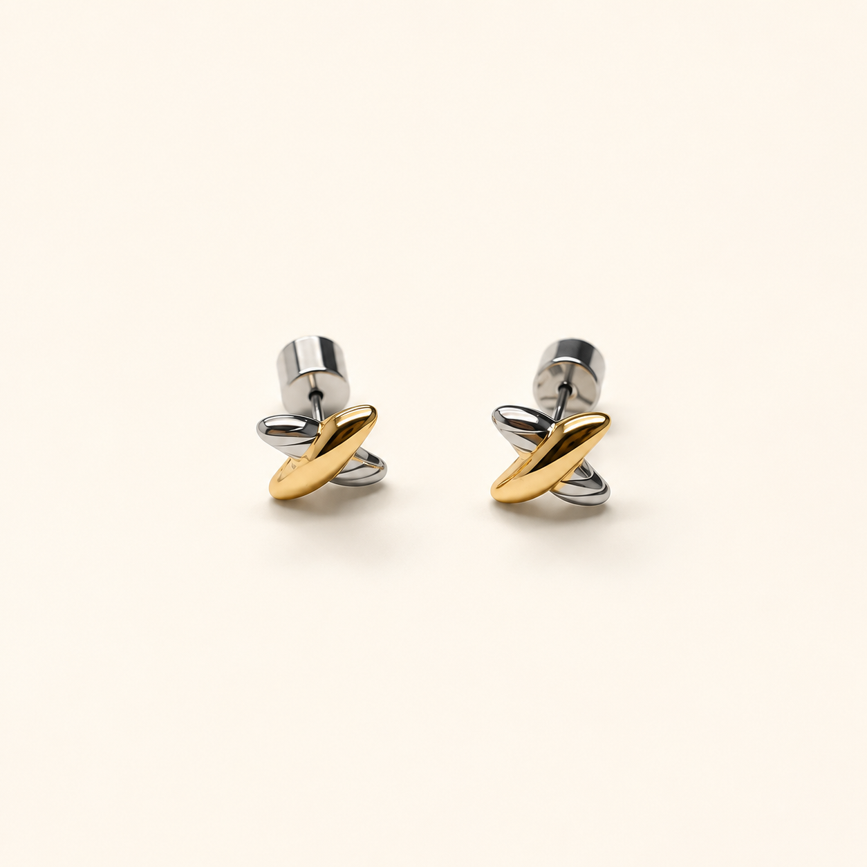 Mixed Metal Criss Cross Studs