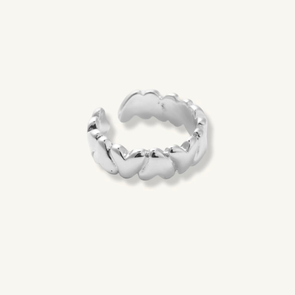 Jackie Bubble Heart Ring-Silver
