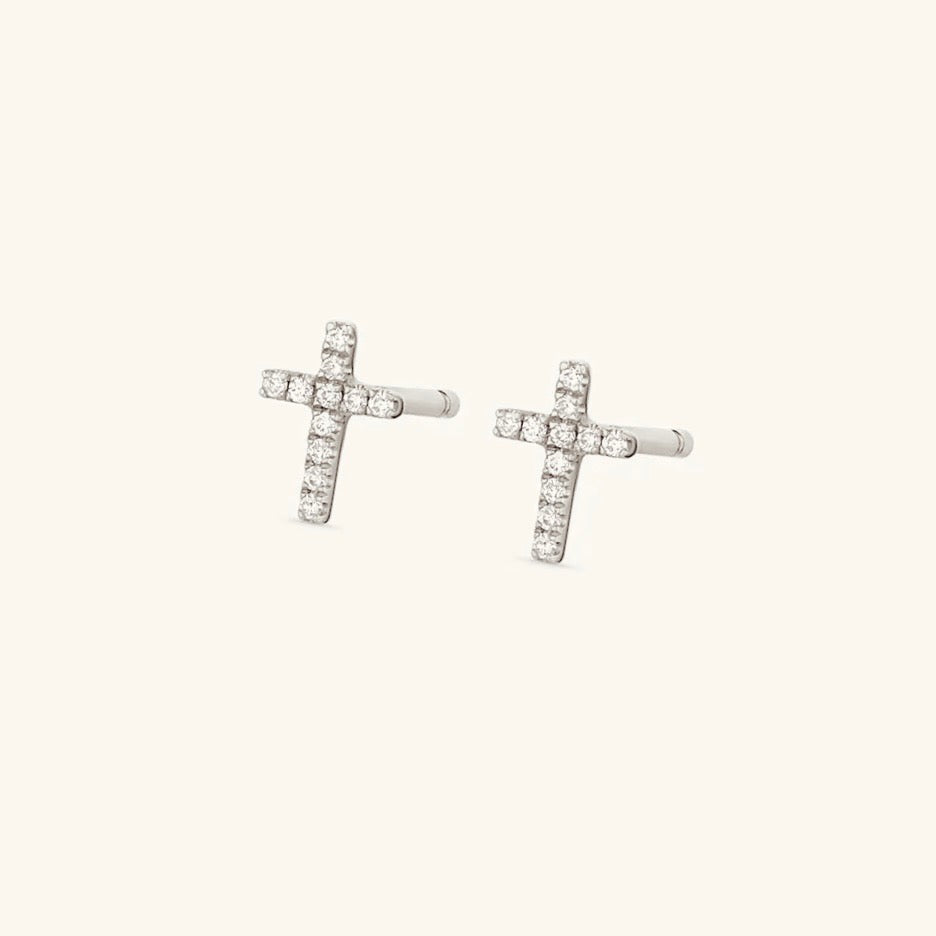 The Clara Screwback Stud-Sparkle Cross