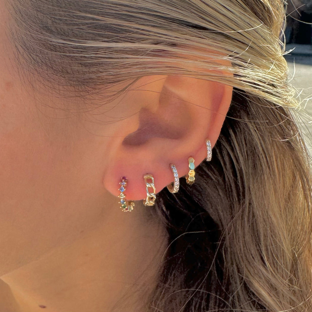 Josie Gold Rainbow Hoops