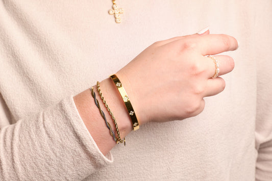 Mixed Metal Herringbone Bracelet