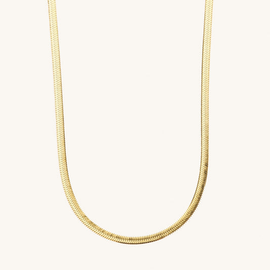 Gold Herringbone Necklace-3MM