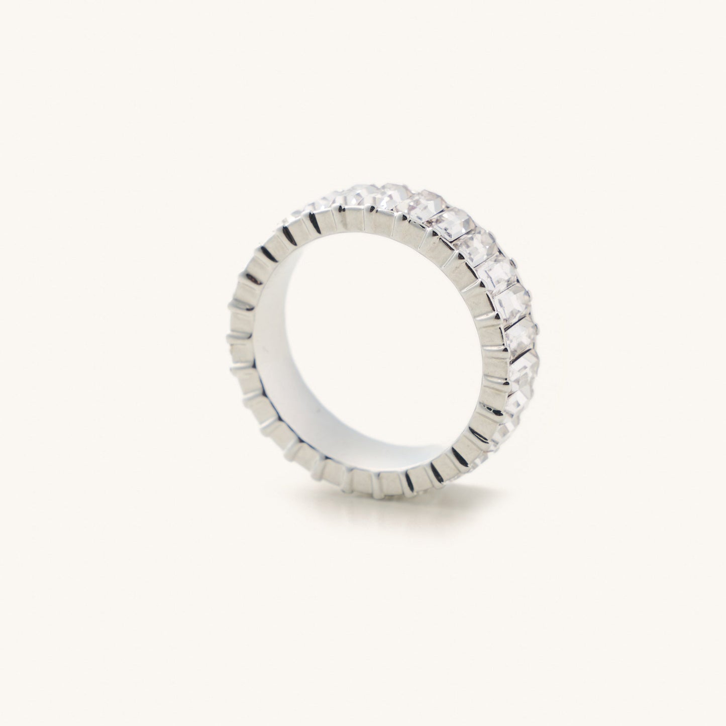 Waterproof Silver Crystal Shimmer Ring