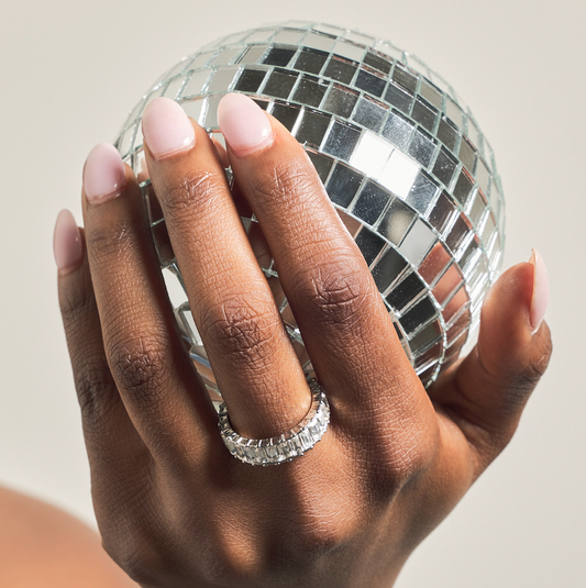 Waterproof Silver Crystal Shimmer Ring