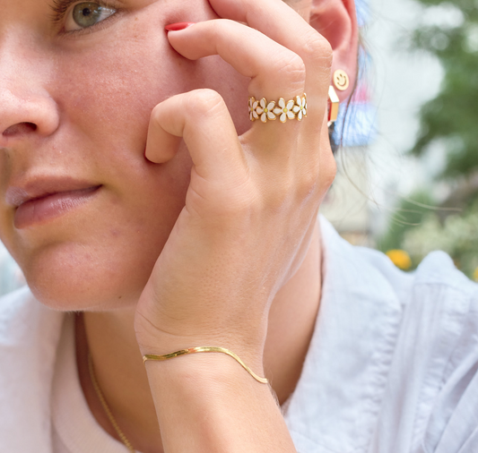 White Daisy Ring- Waterproof