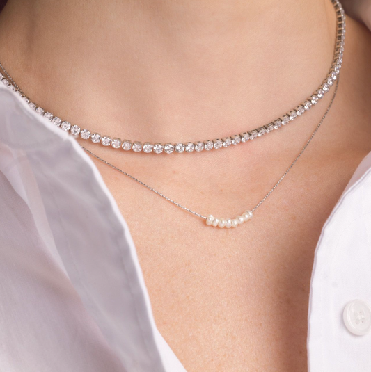 Silver Nina Dainty Pearl Necklace