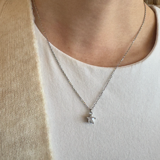 Silver Mini Crystal Star Necklace