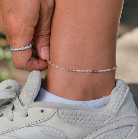 White Mini Bead Anklet