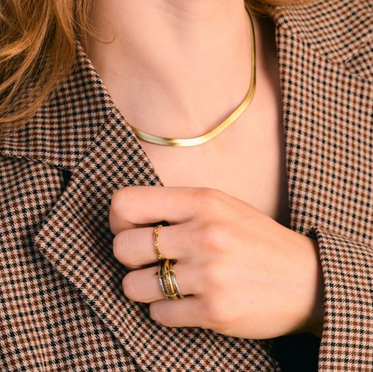 Gold Herringbone Necklace-5MM