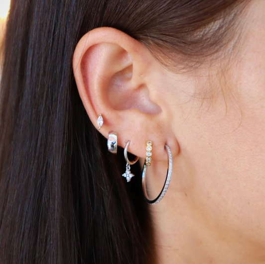 Silver Sutton Crystal Hoops-Medium