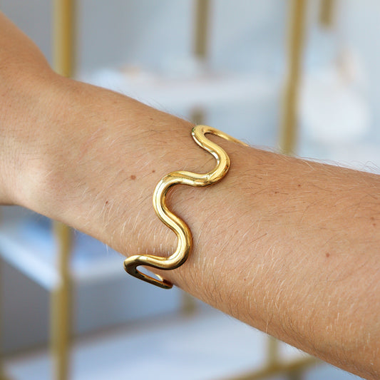 Mollie Wave Gold Cuff Bracelet