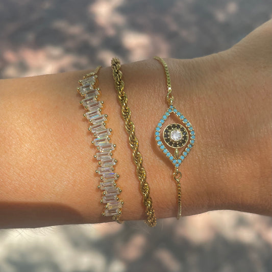 Gold Diamond Bar Slider Bracelet