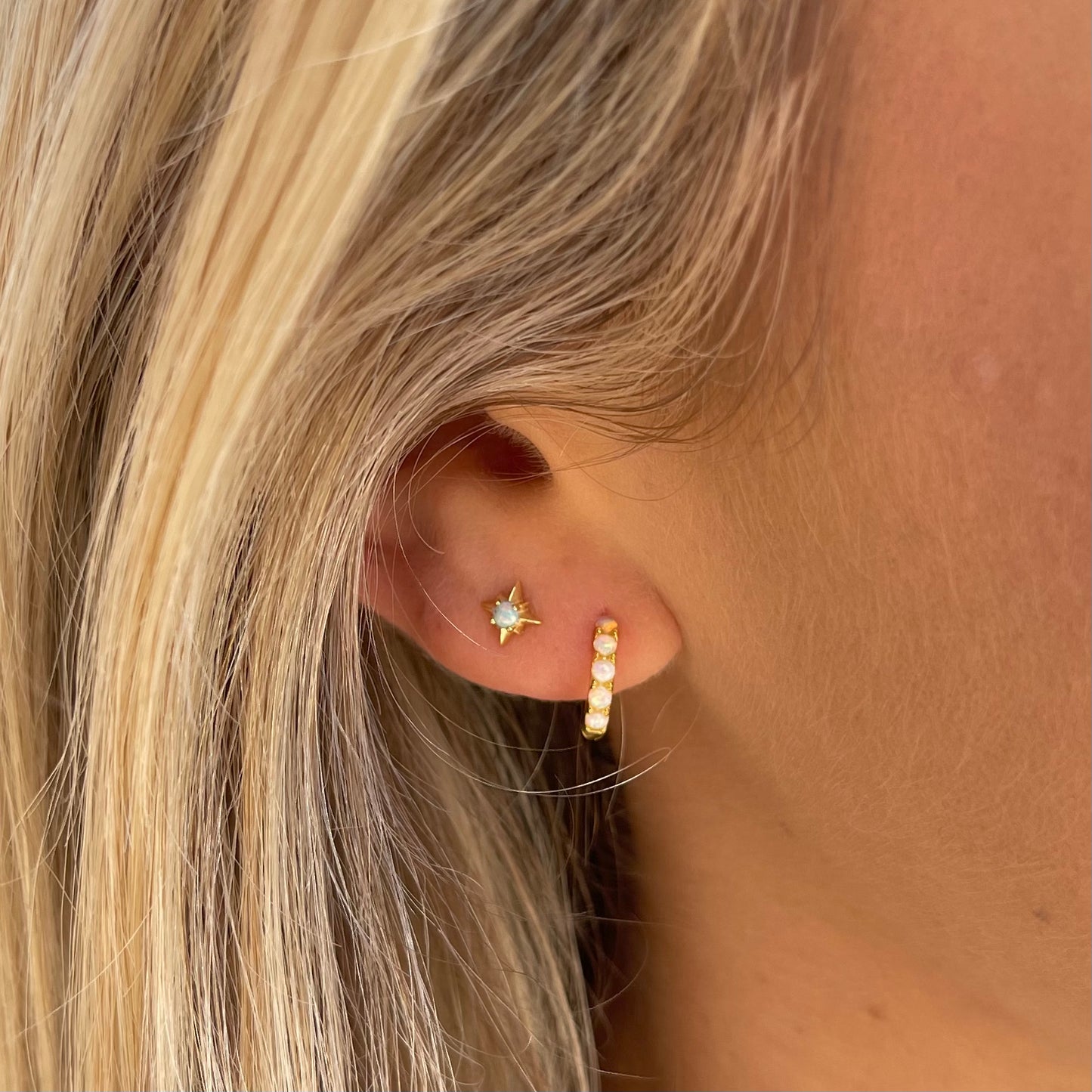Zelda Silver Opal Star Studs
