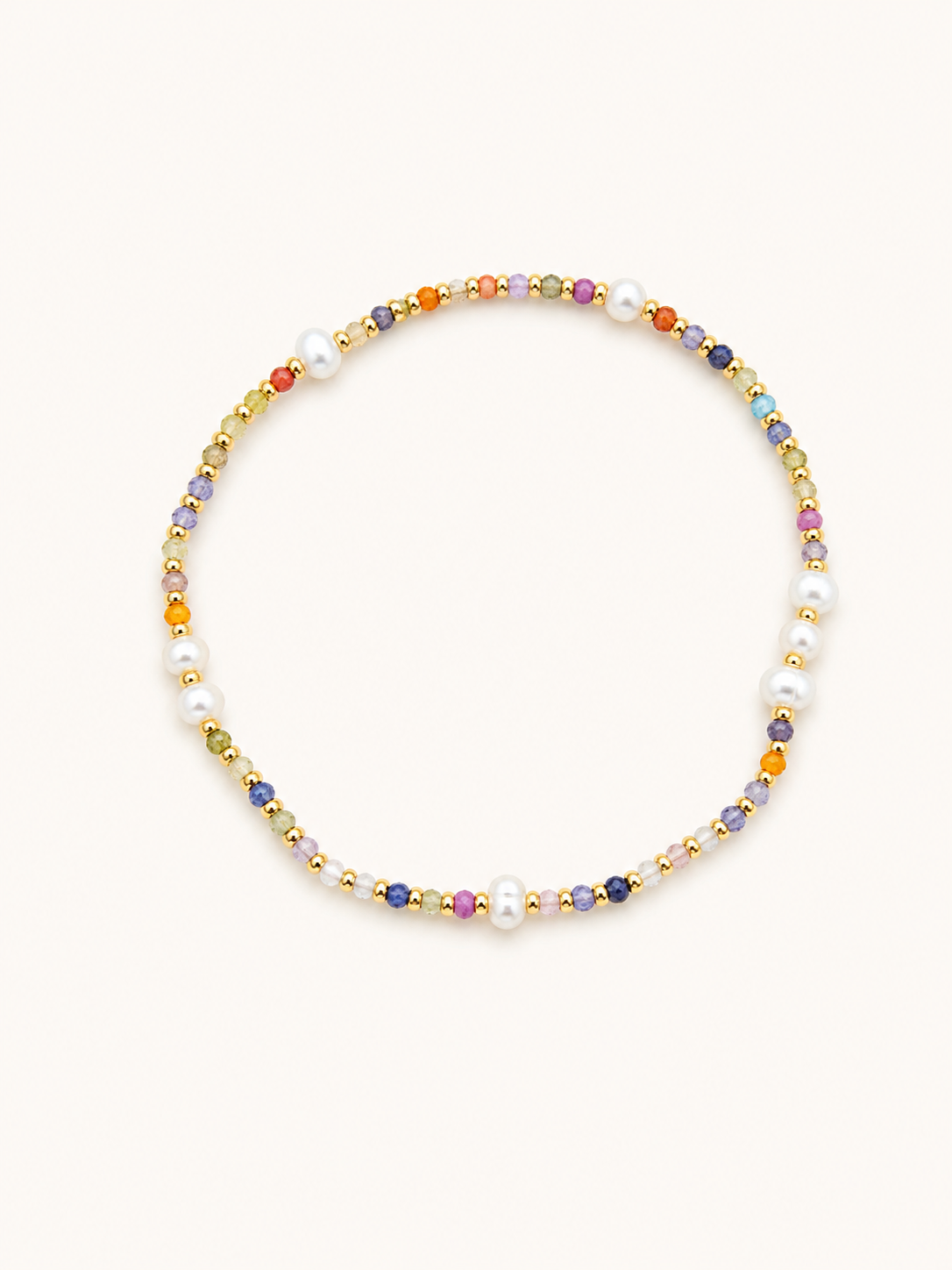 Melon Bead And Pearl Elastic Bracelet