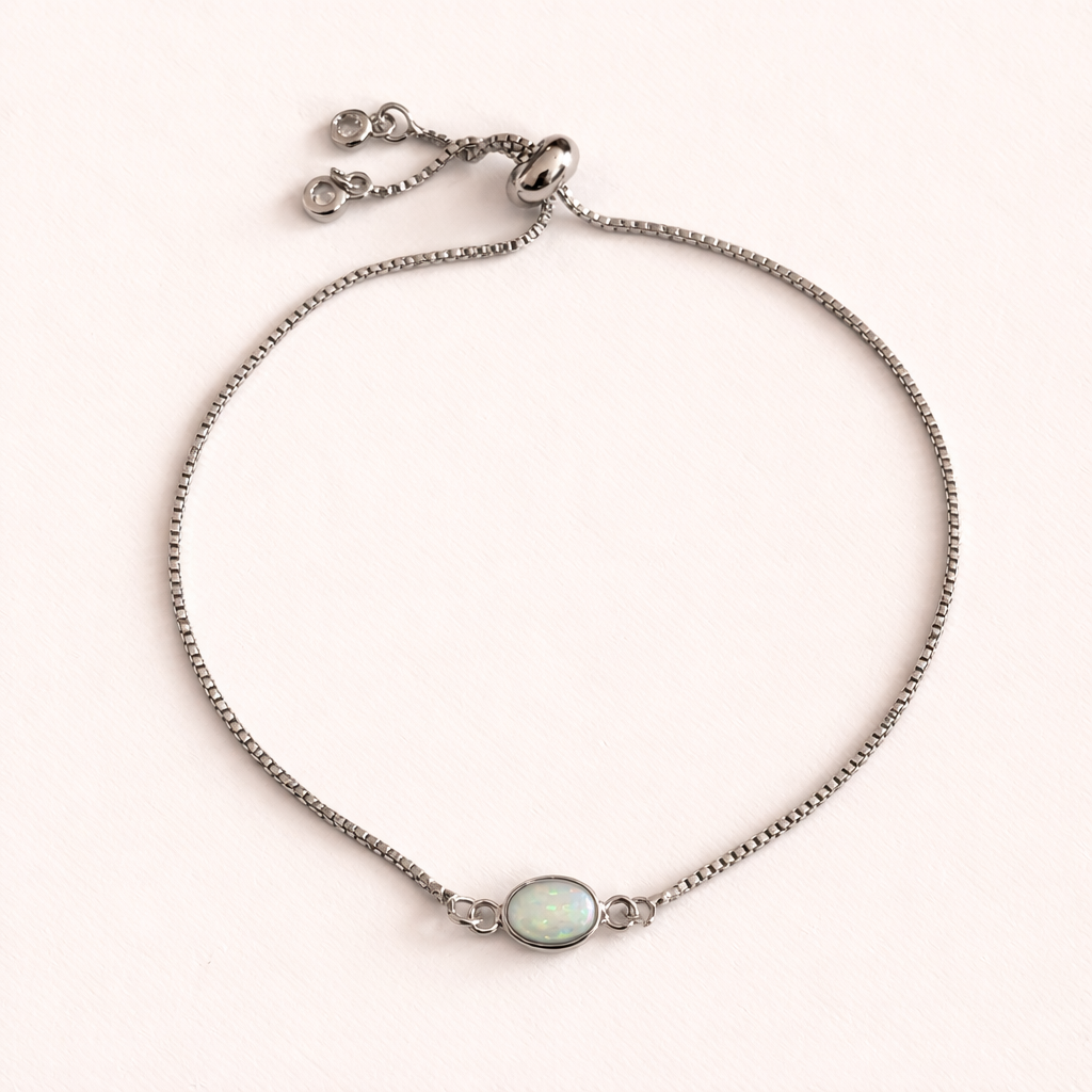 Mini Opal Silver Adjustable Bracelet