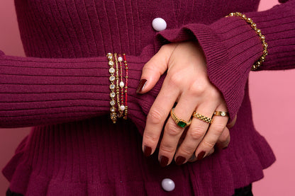 Ruby and Pearl Bracelet Set
