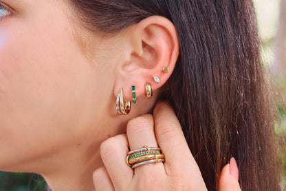Flat Back Gold Marquise Crystal Studs