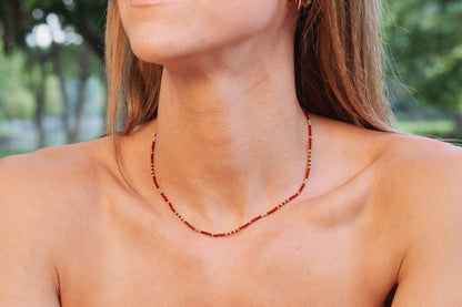 Ruby Mini Beaded Necklace