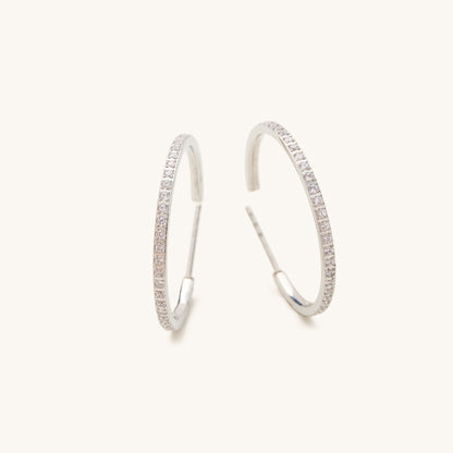 Silver Sutton Crystal Hoops-Medium