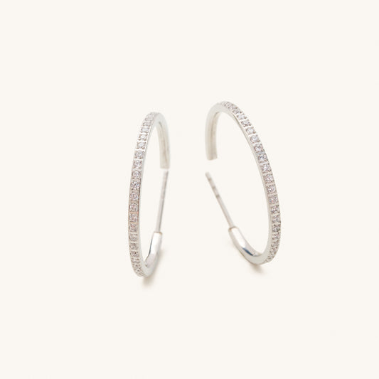 Silver Sutton Crystal Hoops-Medium