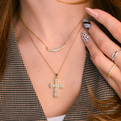 Diamond Cross Adjustable Necklace- Gold