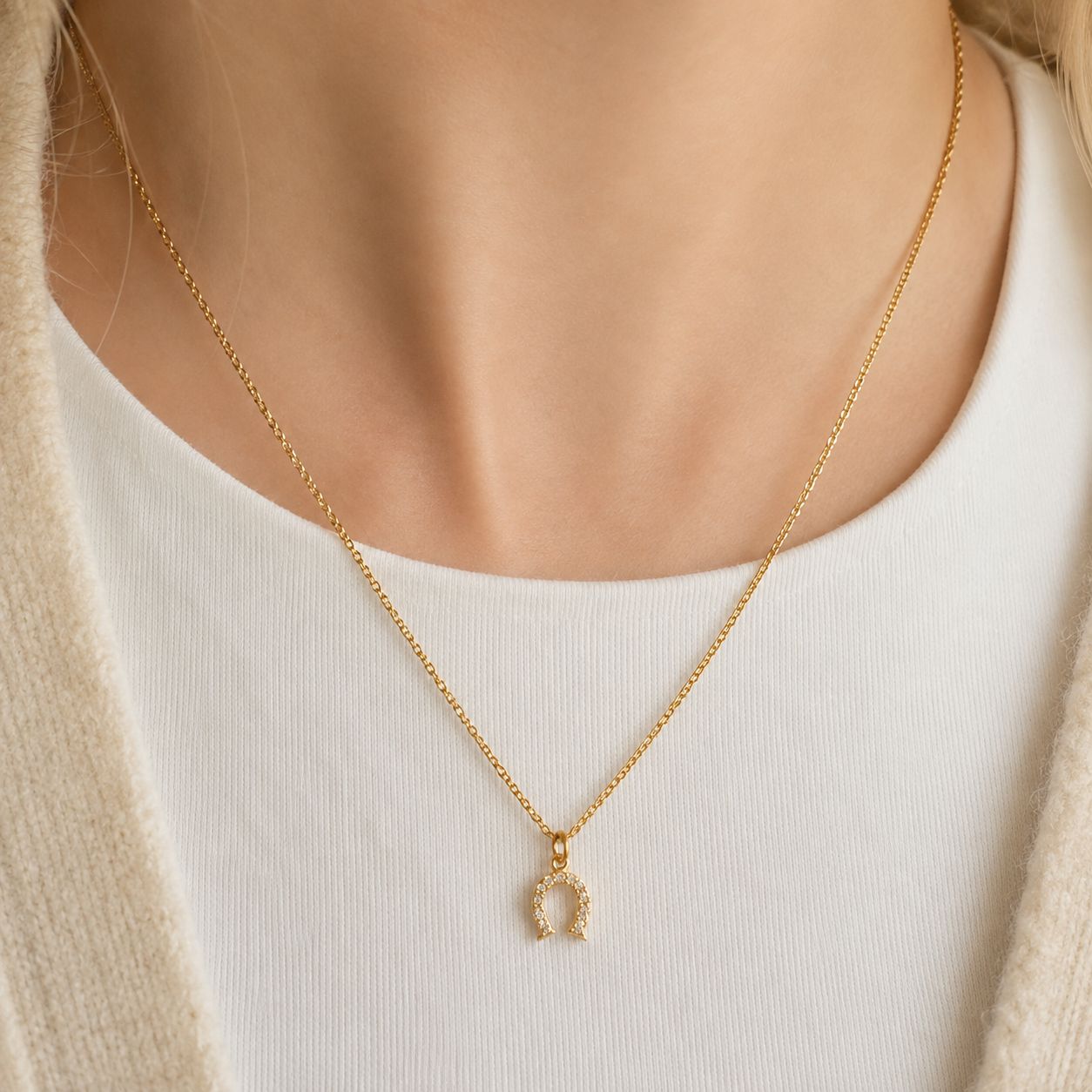 Gold Lucky Horseshoe Necklace