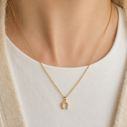 Gold Lucky Horseshoe Necklace