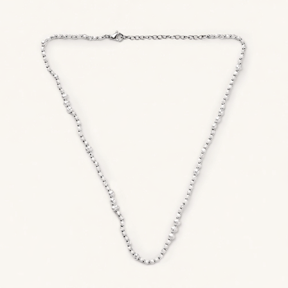 Gabby White Bead and Pearl Necklace- Silver