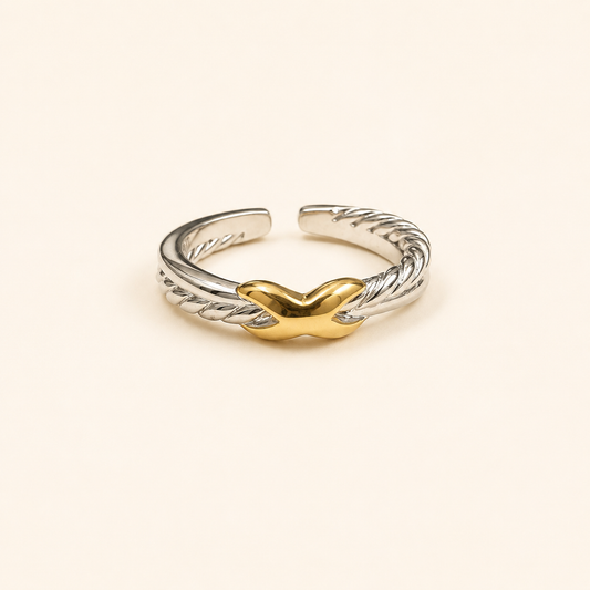 Nya Mixed Metal Criss Cross Ring