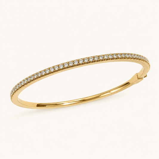Sutton Skinny Crystal Gold Bangle