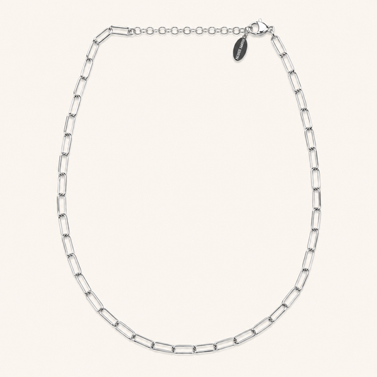 Paige Paperclip Necklace- Silver