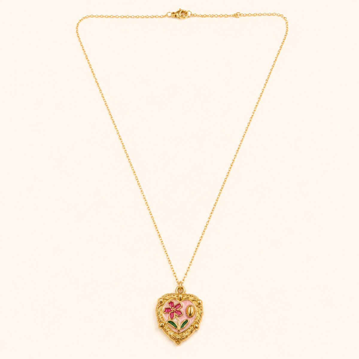 Hayden Flower Heart Charm Necklace