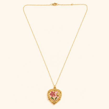 Hayden Flower Heart Charm Necklace