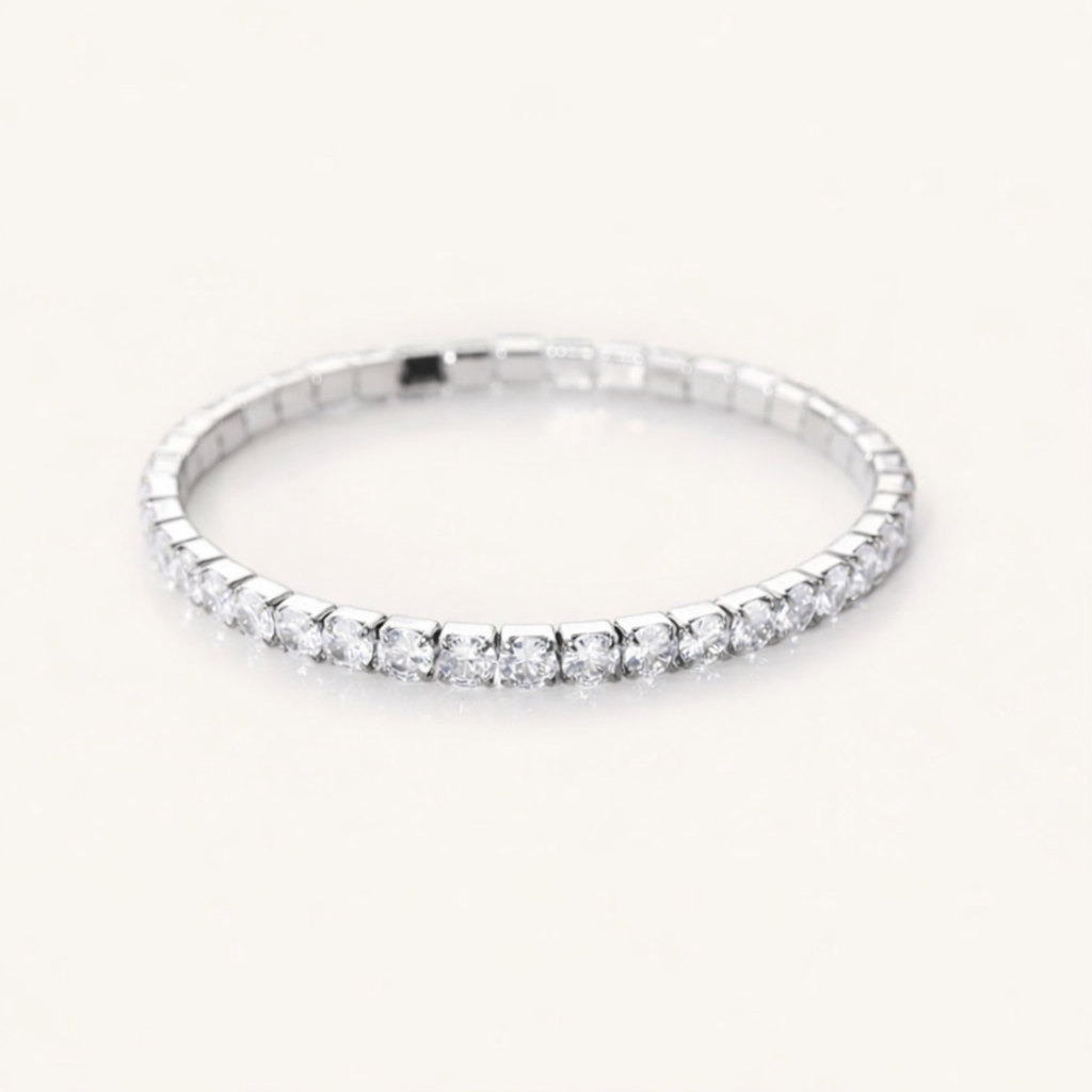 Elastic Tennis Bracelet- Silver