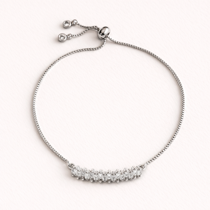Diamond Bar Silver Slider Bracelet