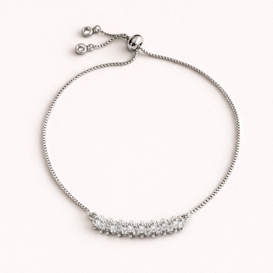 Diamond Bar Silver Slider Bracelet