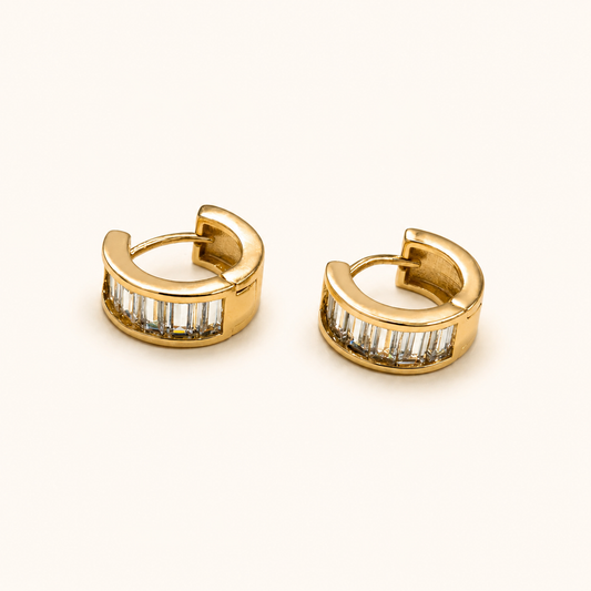 Maya Baguette Crystal Huggies