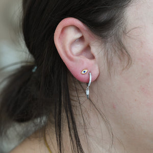 Silver Crystal Dagger Hoops