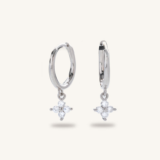 Charming Crystal Huggies- Silver