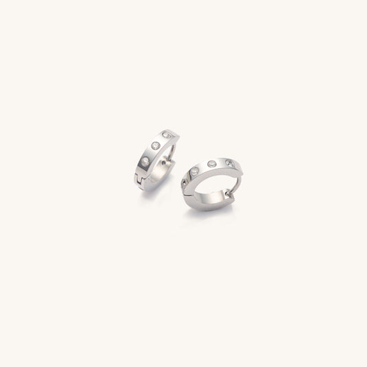 Mini Corinne Silver Huggies