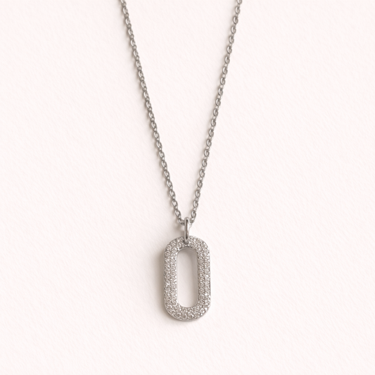 SIlver Crystal Oval Necklace