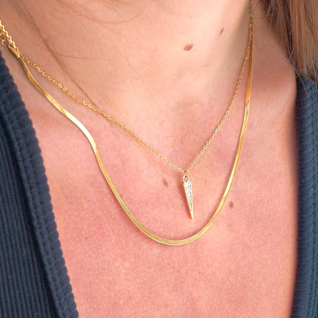 Micro Gold Herringbone Necklace