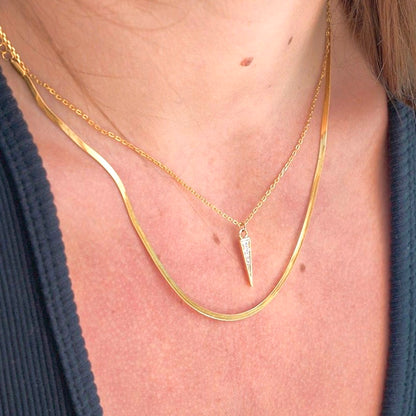 Micro Gold Herringbone Necklace