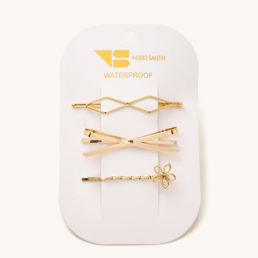 3PK Metal Bow Bobby Pins