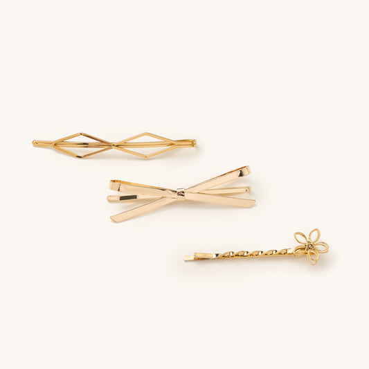 3PK Metal Bow Bobby Pins